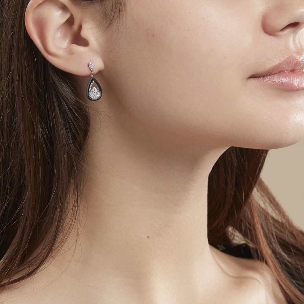 Boucles D'oreilles Pendantes Marina Cera Argent  Céramique Et Oxyde - Boucles d'oreilles pendantes Femme | Histoire d’Or