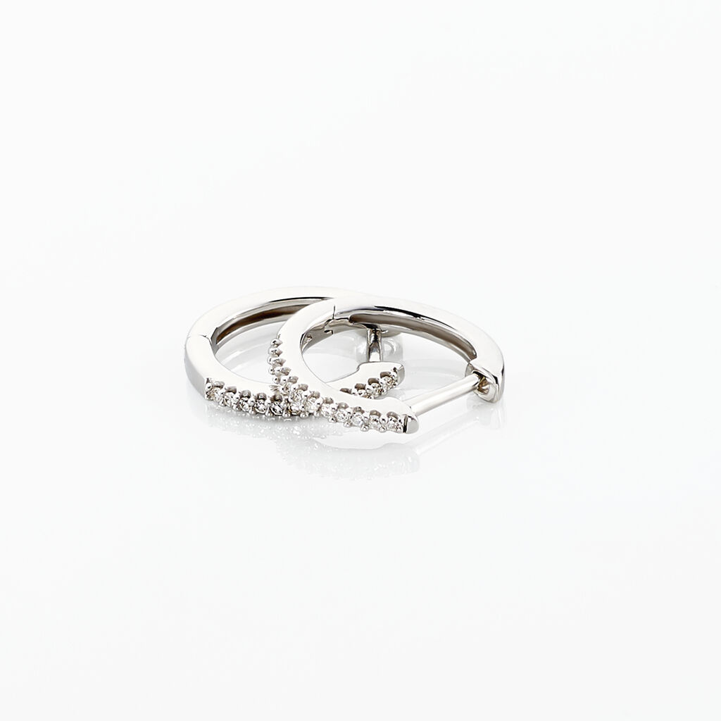 Créoles Aryanna Rondes Or Blanc Diamant - Boucles d'oreilles créoles Femme | Histoire d’Or