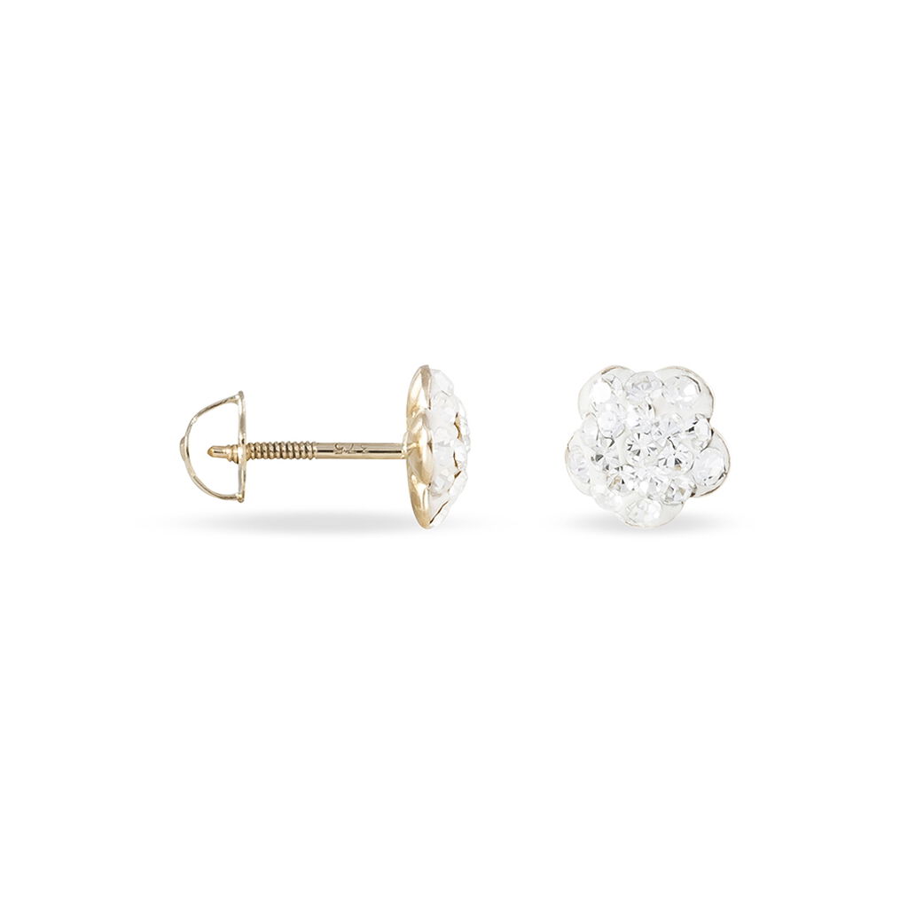 Boucles D'oreilles Puces Marie-guylene Or Jaune Strass - Clous d'oreilles Femme | Histoire d’Or