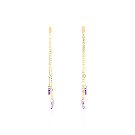 Bijoux D'oreilles Lavender Or Jaune Améthyste - Boucles d'oreilles pendantes Femme | Histoire d’Or
