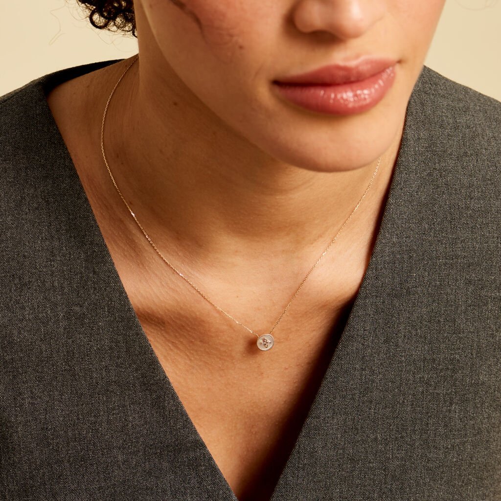 Collier Talisman Or Jaune Nacre Diamant - Colliers Femme | Histoire d’Or