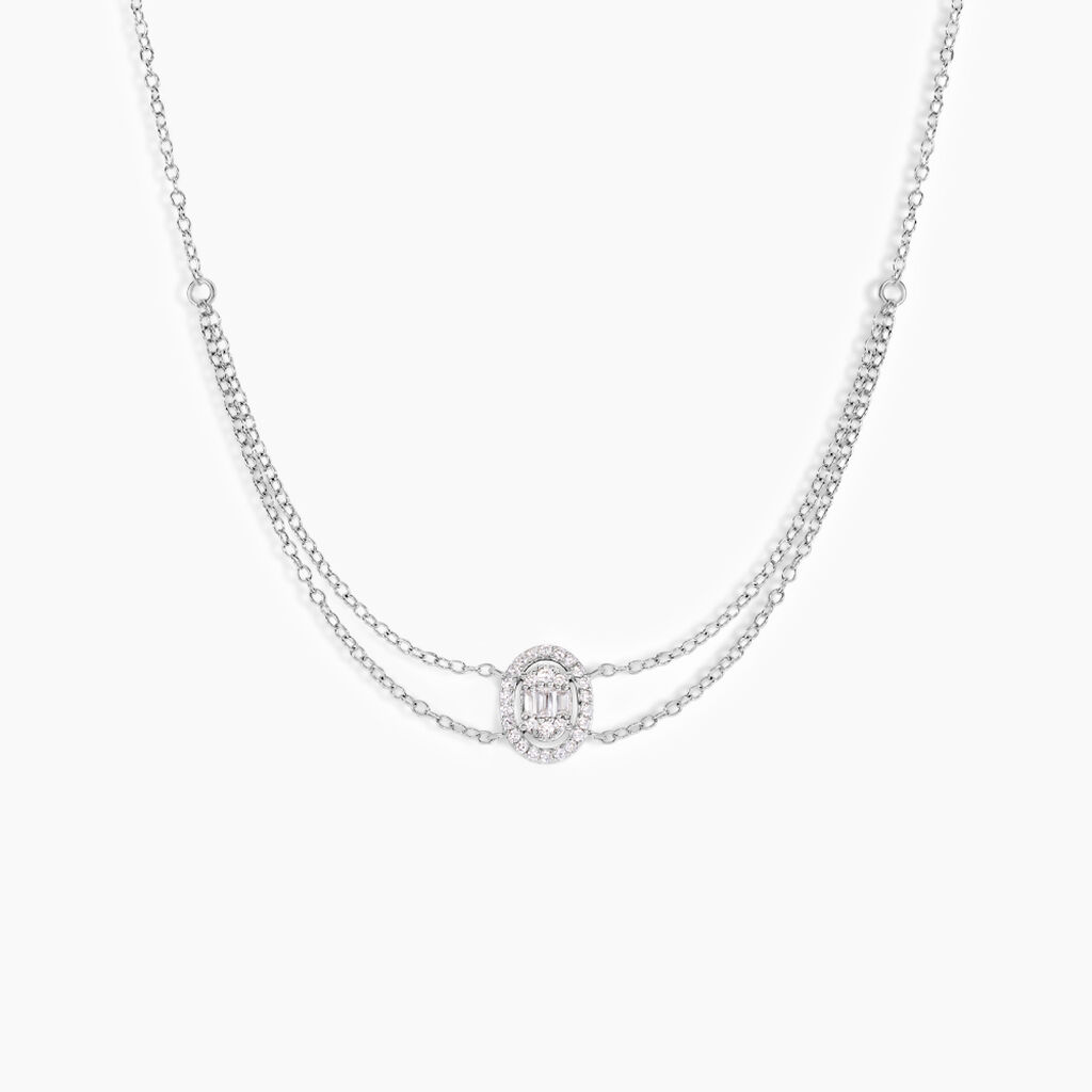 Collier Baroque Party Argent Blanc Oxyde De Zirconium - Ras de cou Femme | Histoire d’Or
