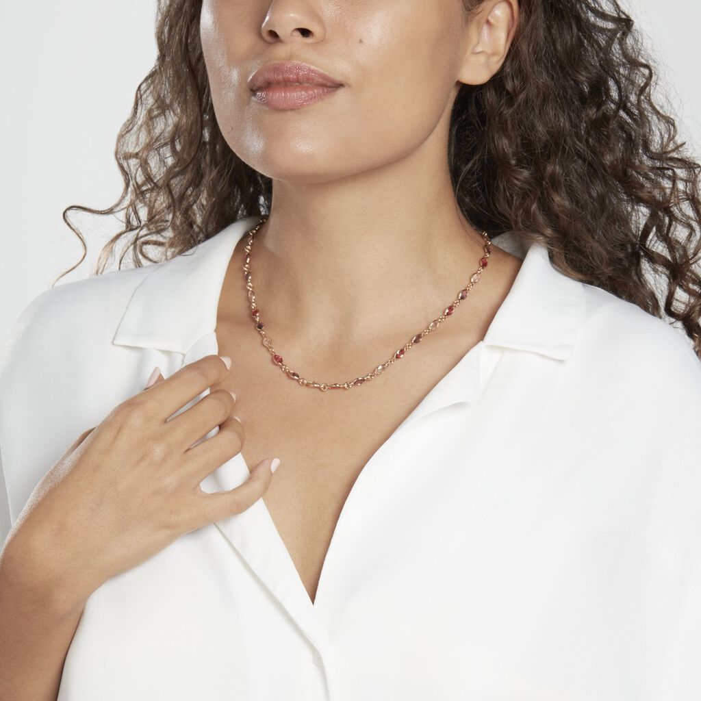 Collier Ilvaae Plaqué Or Pierre De Synthèse Rose - Colliers Femme | Histoire d’Or