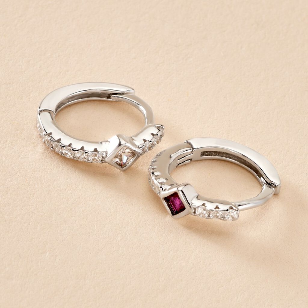 Créoles Fane Argent Rhodié Oxyde De Zirconium - Boucles d'oreilles créoles Femme | Histoire d’Or