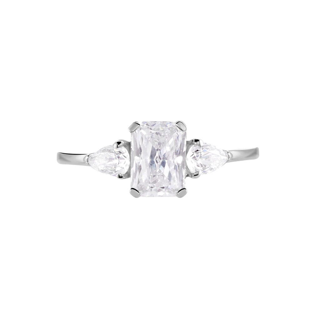 Bague Saelle Or Blanc Oxyde De Zirconium - Bagues solitaires Femme | Histoire d’Or