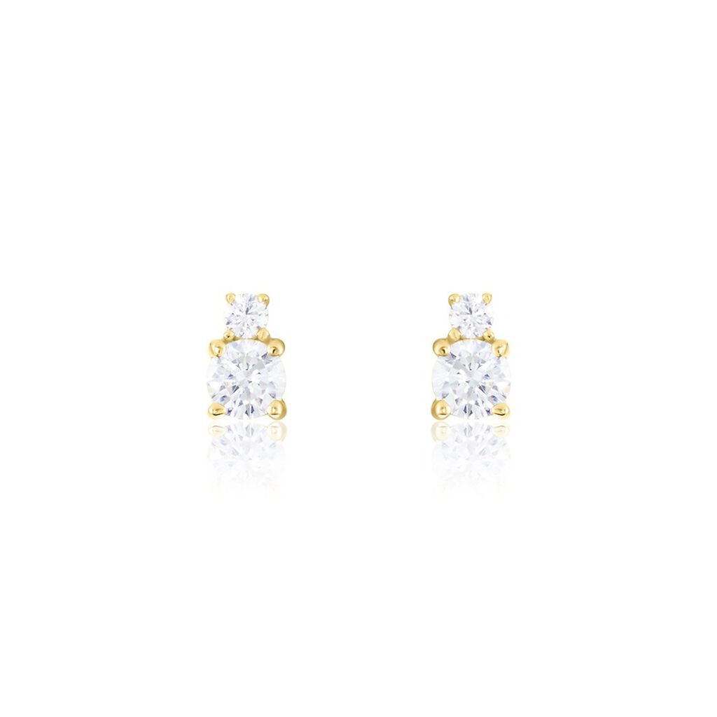 Boucles D'oreilles Puces Constancia Or Jaune Oxyde De Zirconium - Clous d'oreilles Femme | Histoire d’Or