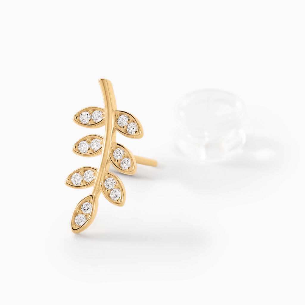Boucles D'oreilles Puces Ael Or Jaune Oxyde De Zirconium - Clous d'oreilles Femme | Histoire d’Or