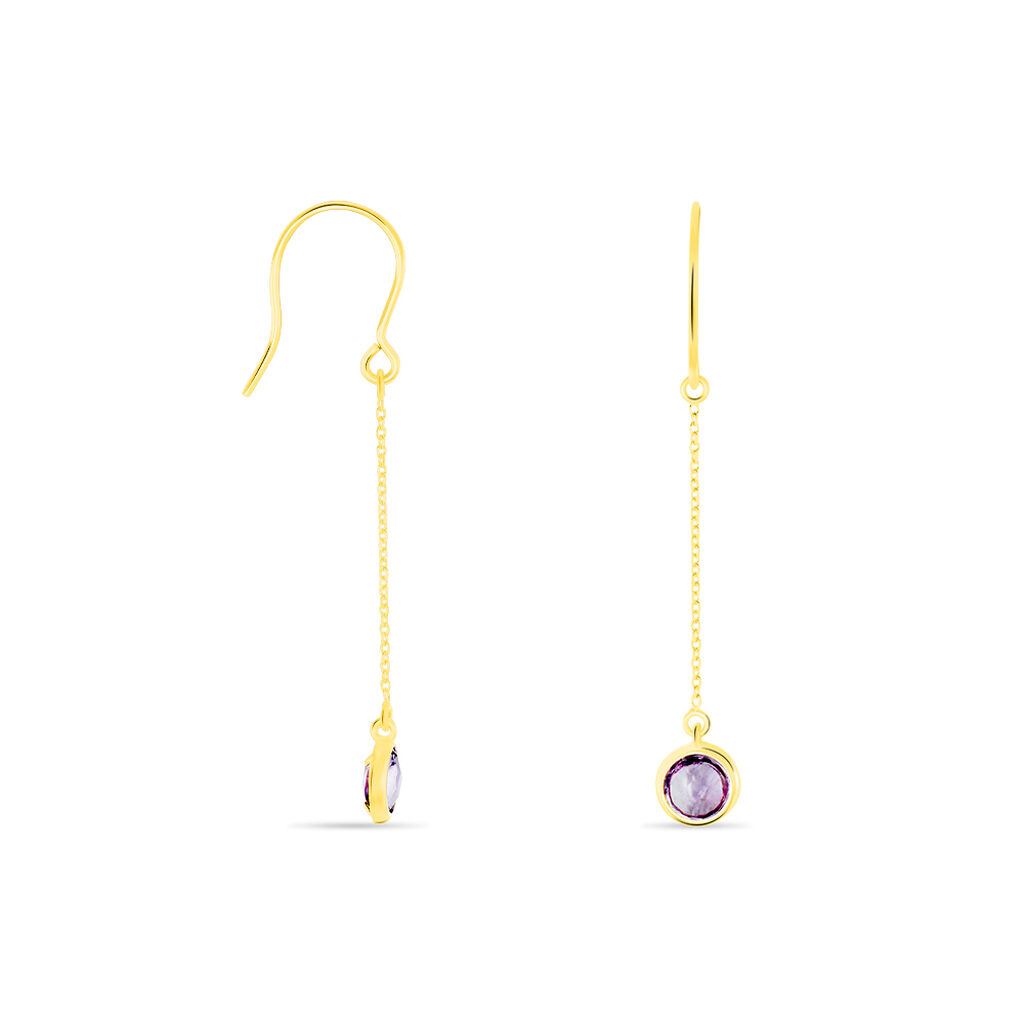 Boucles D'oreilles Pendantes Arenale Or Jaune Amethyste - Boucles d'oreilles pendantes Femme | Histoire d’Or
