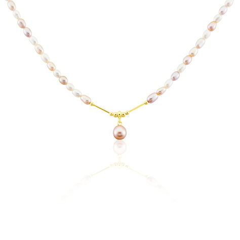 Collier Ancien En Or Jaune 18K Et Perles De Culture - Bijou Vintage Français