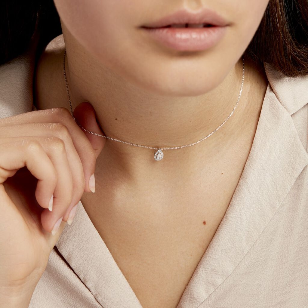 Collier Hildana Or Blanc Oxyde De Zirconium - Colliers Femme | Histoire d’Or