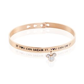Bracelet Jonc Disney Acier Doré Rose Cristaux - Bracelets fantaisie Femme | Histoire d’Or