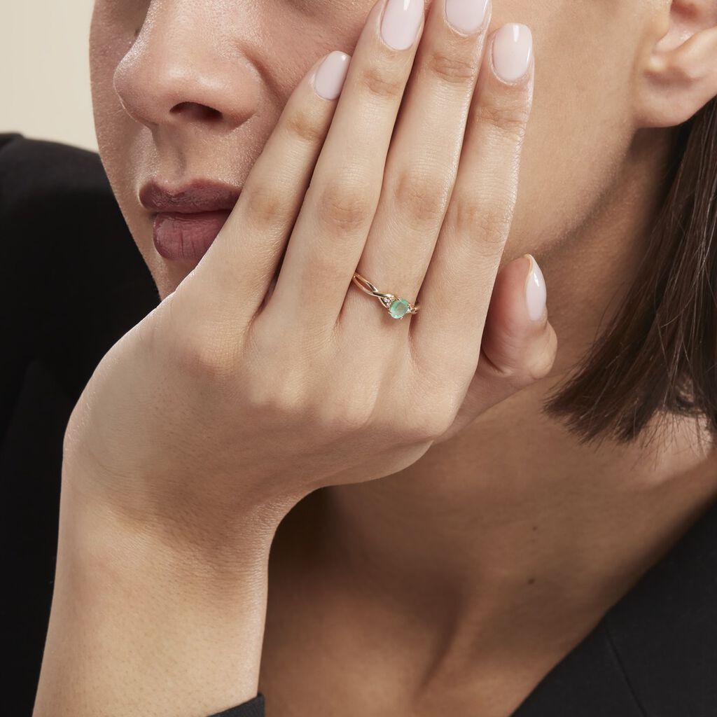 Bague Or Jaune Cassie Emeraude Diamants - Bagues solitaires Femme | Histoire d’Or