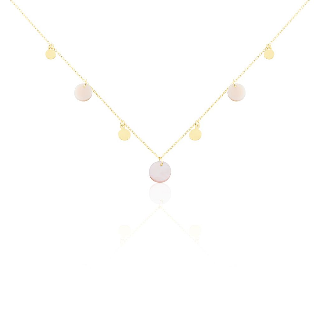 Collier Pampilles Color&eacute;es Or Jaune Nacre - Colliers Femme | Histoire d&rsquo;Or