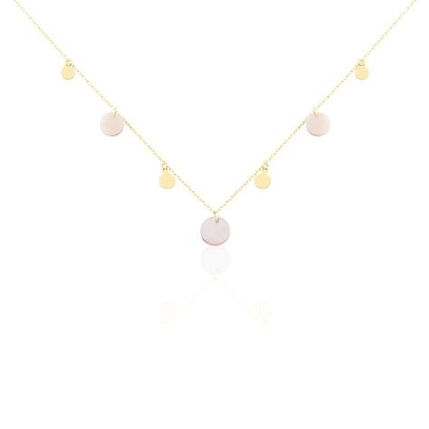 Collier Pampilles Color&eacute;es Or Jaune Nacre - Colliers Femme | Histoire d&rsquo;Or