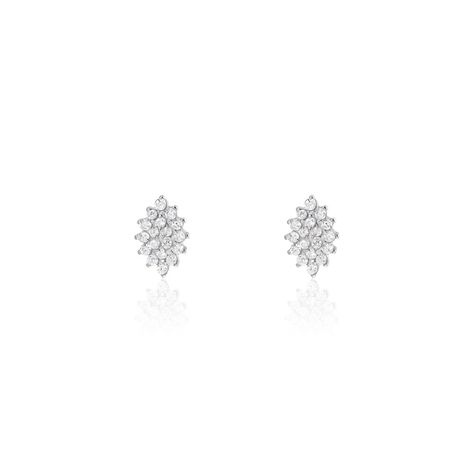 Boucles D'oreilles Puces Argent Blanc Hellouin Oxydes De Zirconium - Boucles d'oreilles fantaisie Femme | Histoire d’Or