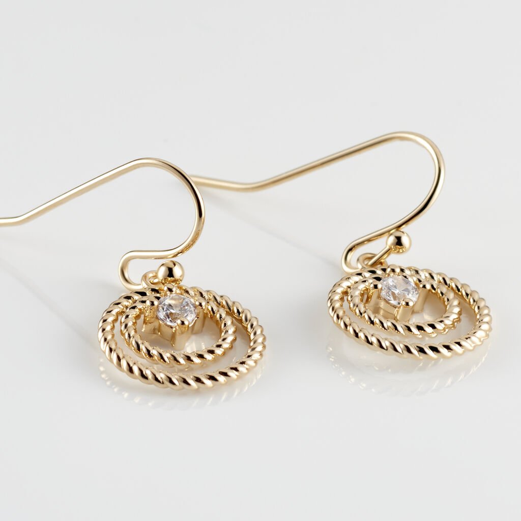 Boucles D'oreilles Pendantes Plaqué Or Jaune Danys Oxyde De Zirconium - Boucles d'oreilles fantaisie Femme | Histoire d’Or