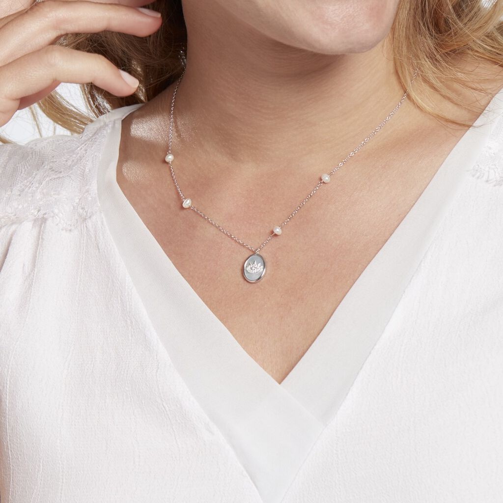 Collier Argent Glad Perles De Culture Nacre Oxydes De Zirconium - Colliers fantaisie Femme | Histoire d’Or