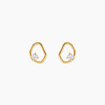 Boucles D'Oreilles Puces Fortuna Argent Dor&eacute; A L'Or 750/1000 Oxyde De Zirconium - Boucles d'oreilles fantaisie Femme | Histoire d&rsquo;Or