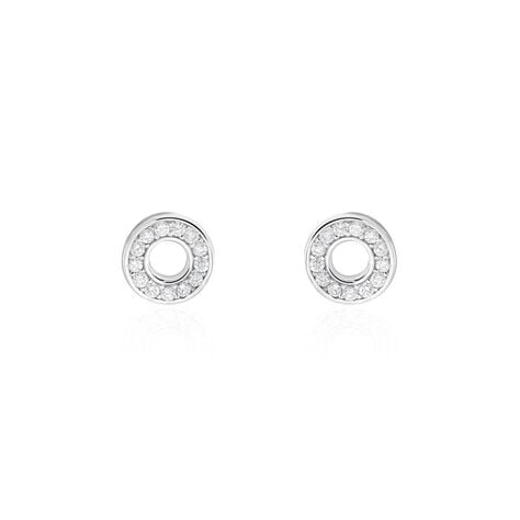 Boucles D'oreilles Puces Argent Blanc Eujen Oxydes De Zirconium - Boucles d'oreilles fantaisie Femme | Histoire d’Or