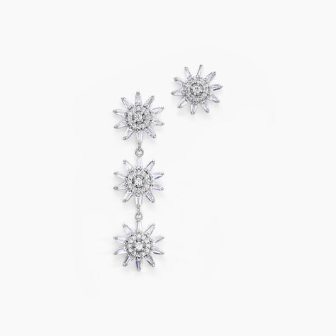 Boucles D'oreilles Pendantes Daisy Argent Blanc Oxyde De Zirconium - Boucles d'oreilles pendantes Femme | Histoire d’Or