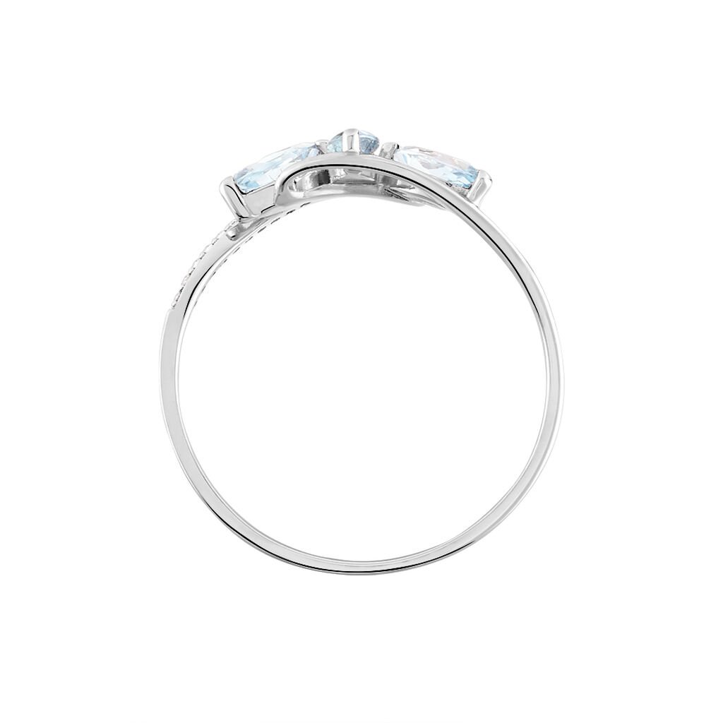 Bague Petale Or Blanc Topaze Et Oxyde De Zirconium - Bagues avec pierre Femme | Histoire d&rsquo;Or