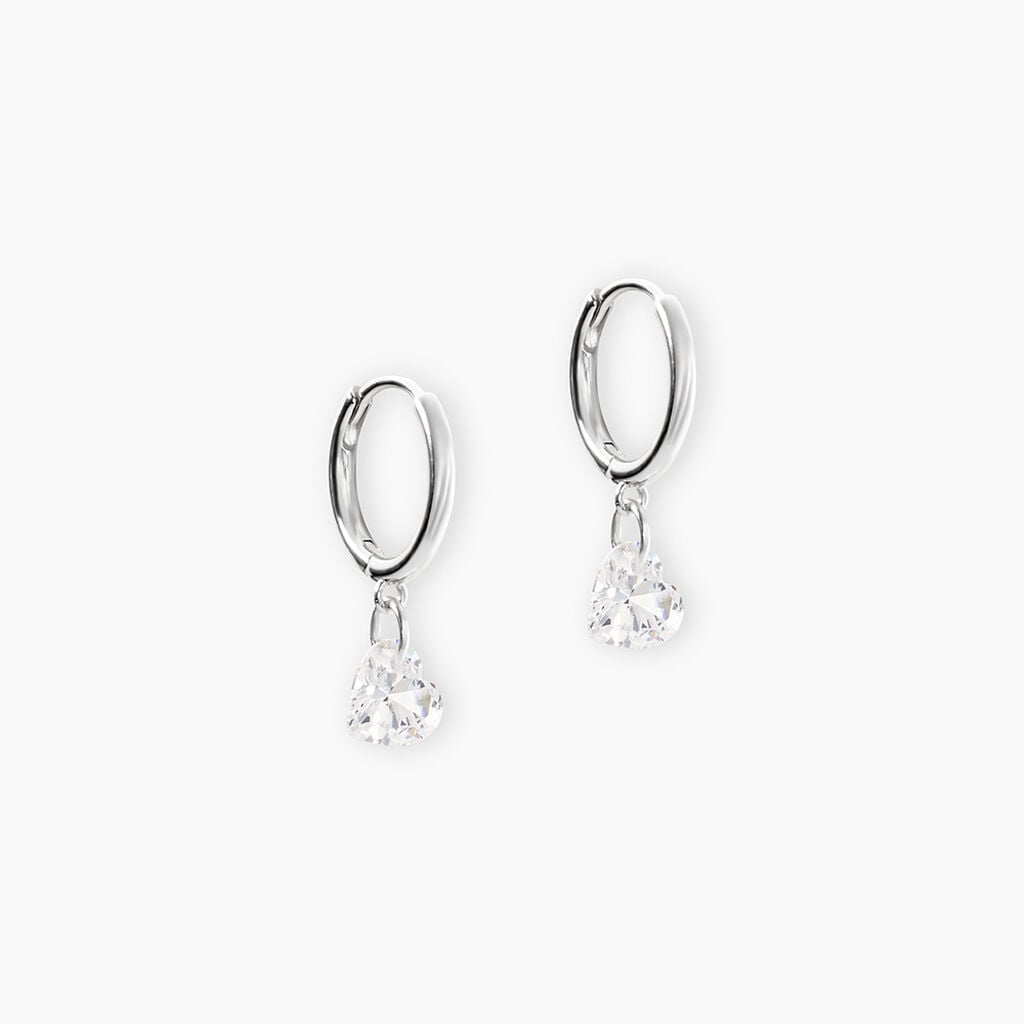 Cr&eacute;oles Shanel Argent Blanc Oxyde De Zirconium - Boucles d'oreilles cr&eacute;oles Femme | Histoire d&rsquo;Or