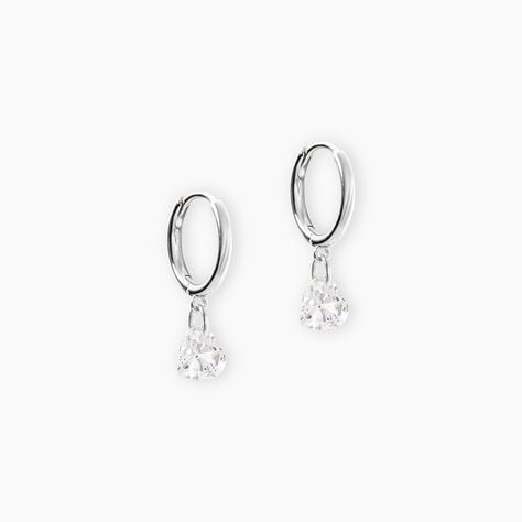 Cr&eacute;oles Shanel Argent Blanc Oxyde De Zirconium - Boucles d'oreilles cr&eacute;oles Femme | Histoire d&rsquo;Or