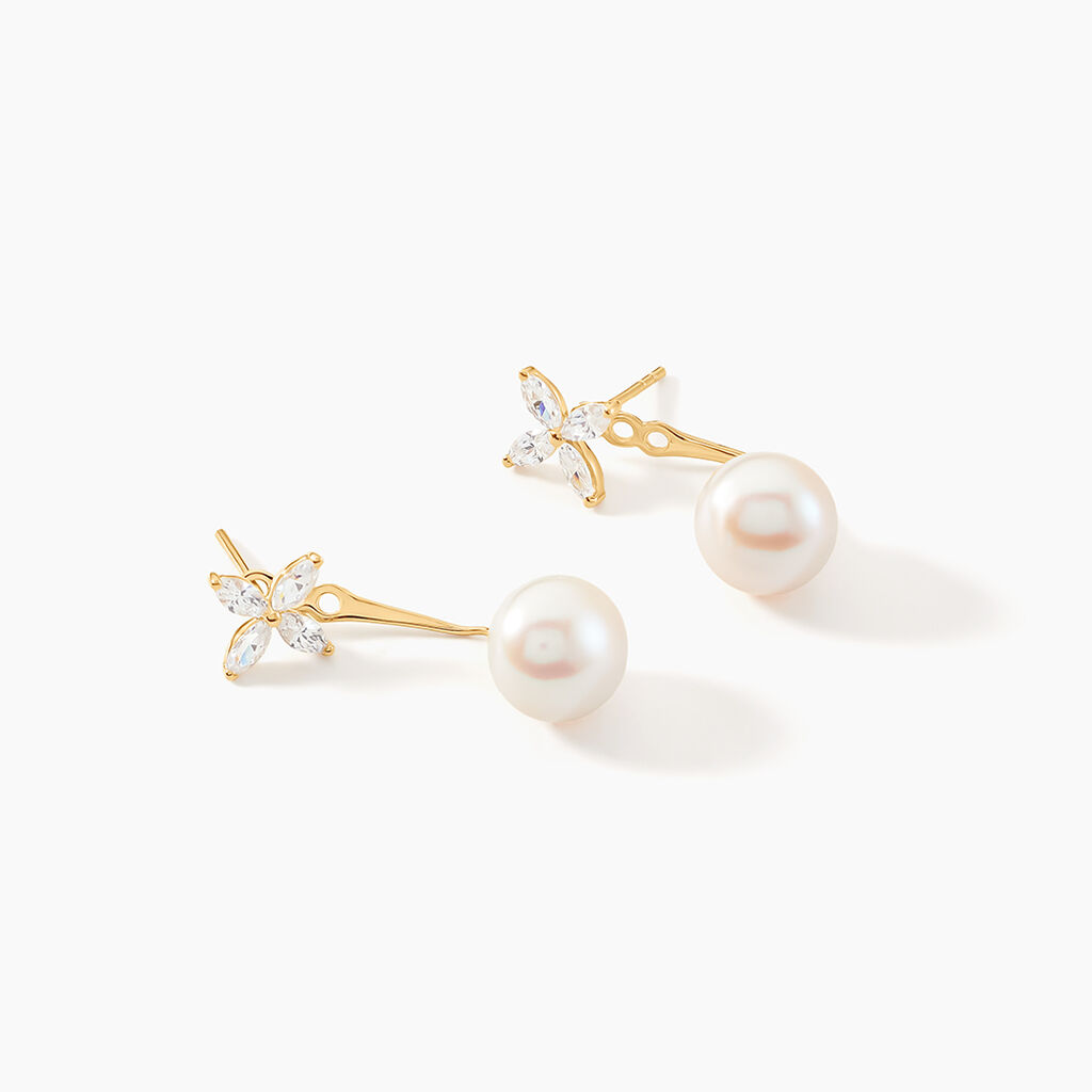 Bijoux D'oreilles Norah Or Jaune Perle De Culture Et Oxyde - Ear cuffs Femme | Histoire d’Or
