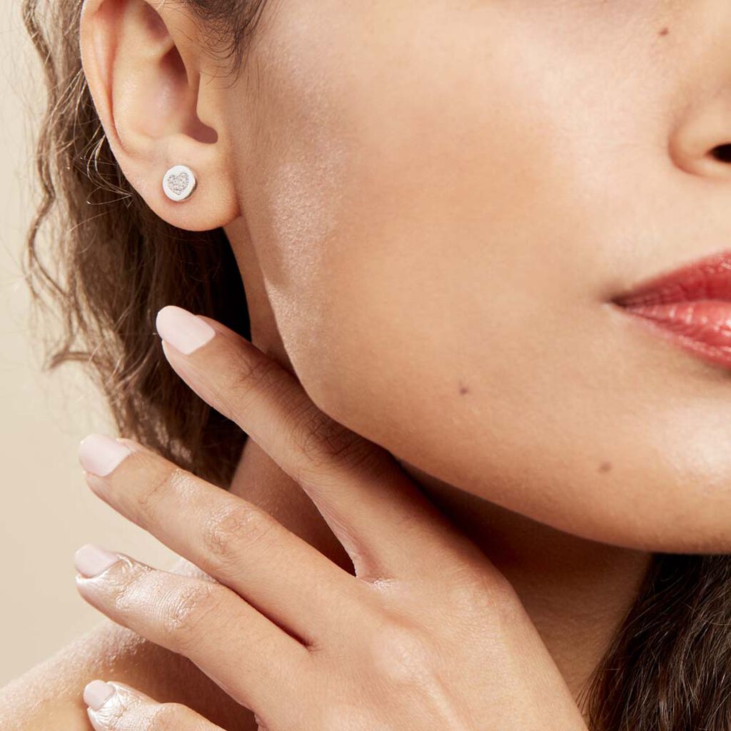 Boucles D'oreilles Puces Argent Blanc Chaker Oxydes De Zirconium - Boucles d'oreilles fantaisie Femme | Histoire d’Or