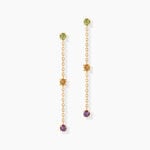Boucles D'Oreilles Pendantes Prisme Or Jaune P&eacute;ridot Am&eacute;thyste Citrine - Boucles d'oreilles pendantes Femme | Histoire d&rsquo;Or