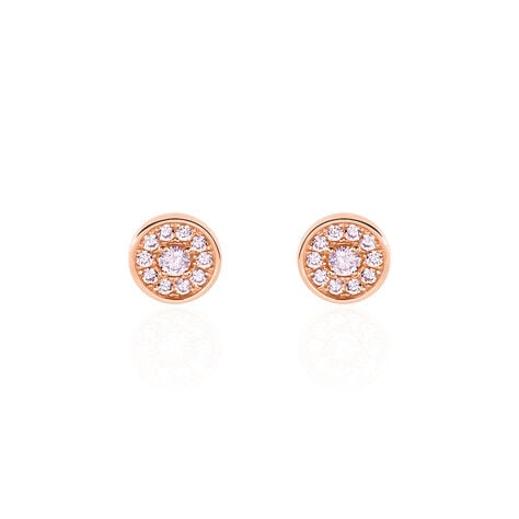 Boucles D'oreilles Puces Auxana Argent Rose Oxyde De Zirconium - Boucles d'oreilles fantaisie Femme | Histoire d’Or
