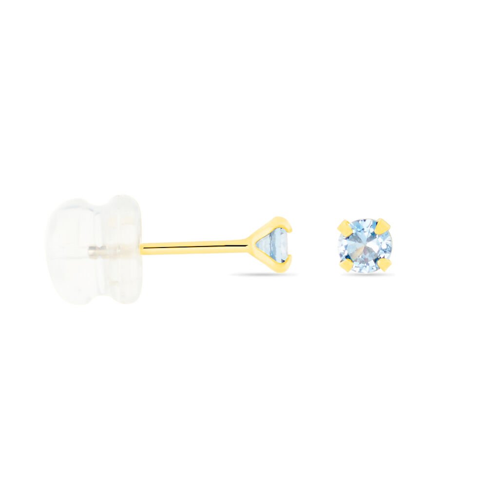 Boucles D'oreilles Puces Carin Serti Griffe 2 Or Jaune Oxyde - Clous d'oreilles Femme | Histoire d&rsquo;Or