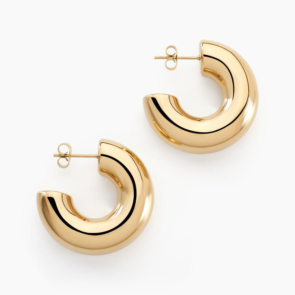 Créoles Letty Acier Jaune Sans Pierre - Boucles d'oreilles créoles Femme | Histoire d’Or