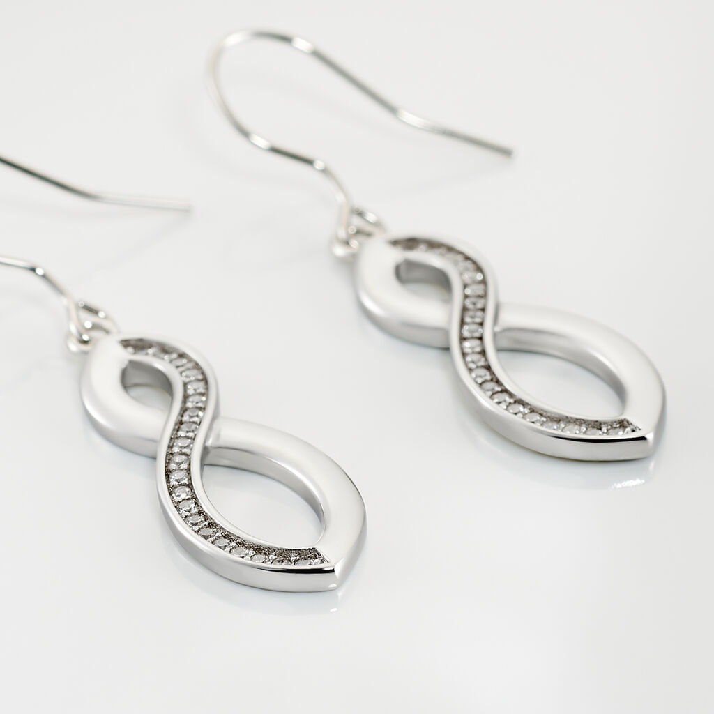 Boucles D'oreilles Pendantes Odile Argent Blanc Oxyde De Zirconium - Boucles d'oreilles fantaisie Femme | Histoire d&rsquo;Or
