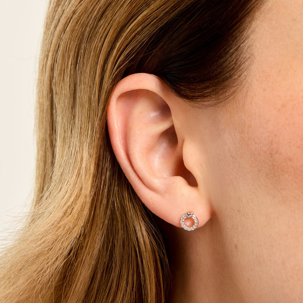 Boucles D'Oreilles Puces Aberte Argent Blanc Oxyde De Zirconium - Boucles d'oreilles fantaisie Femme | Histoire d&rsquo;Or