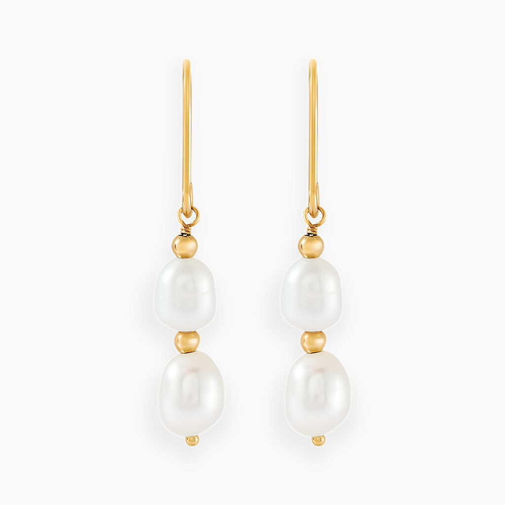 Boucles D'oreilles Pendantes Pearly Or Jaune Perle De Culture - Boucles d'oreilles pendantes Femme | Histoire d’Or