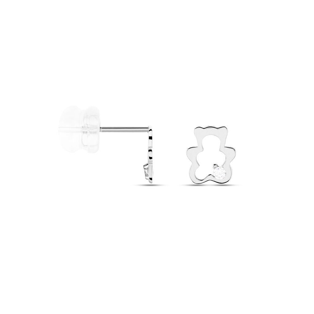 Boucles D'oreilles Puces Baptista Ours Or Blanc Oxydes - Clous d'oreilles Enfant | Histoire d’Or