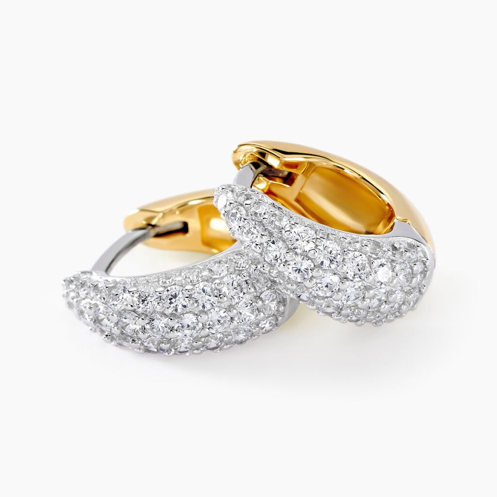 Cr&eacute;oles Tiwa Argent Bicolore Oxyde De Zirconium - Boucles d'oreilles cr&eacute;oles Femme | Histoire d&rsquo;Or