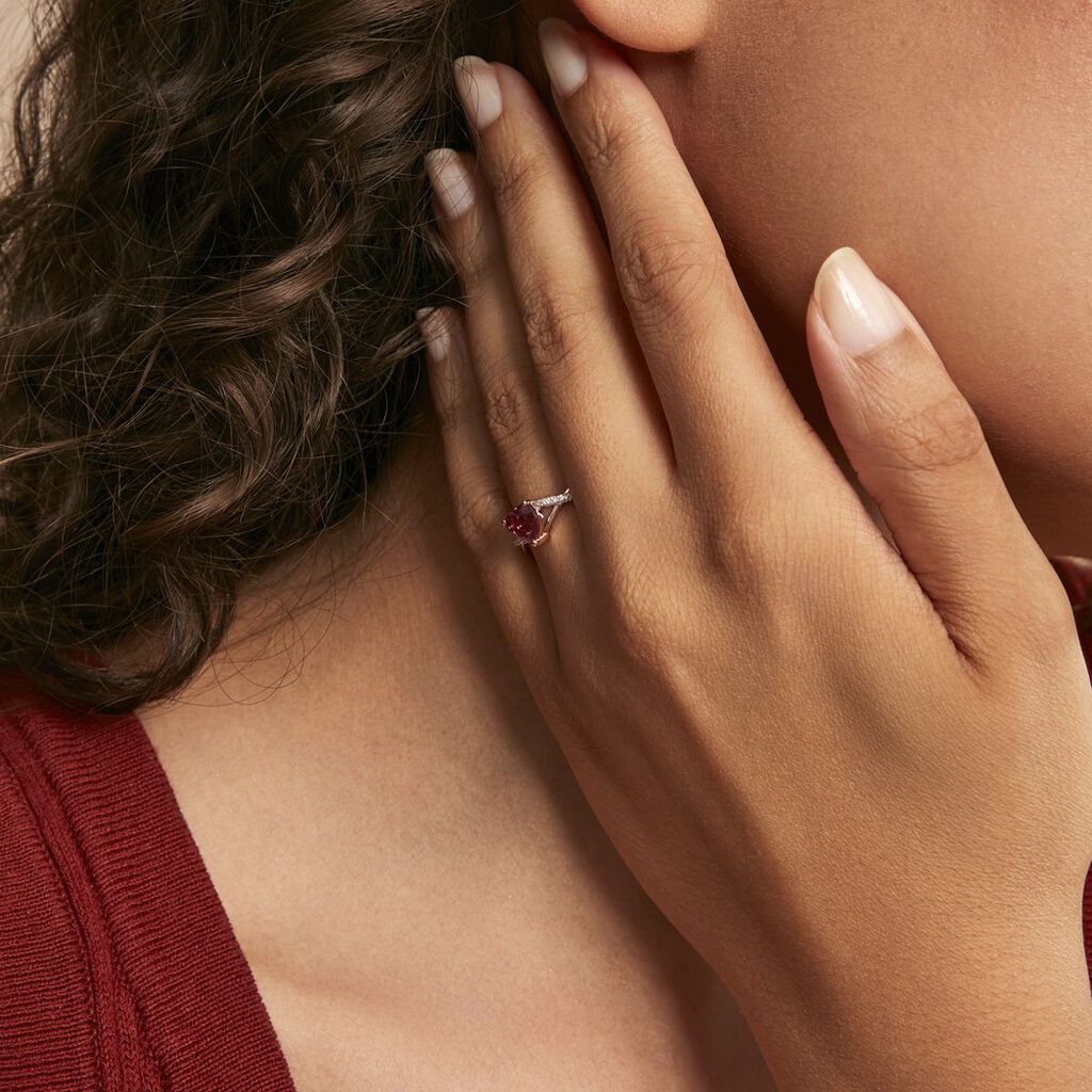 Bague Clothilde Or Rose Rhodolite Et Oxyde - Bagues solitaires Femme | Histoire d’Or