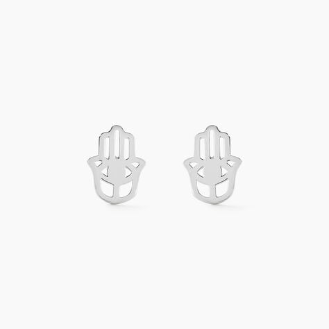 Boucles D'oreilles Puces Abby Argent Blanc - Boucles d'oreilles fantaisie Femme | Histoire d’Or