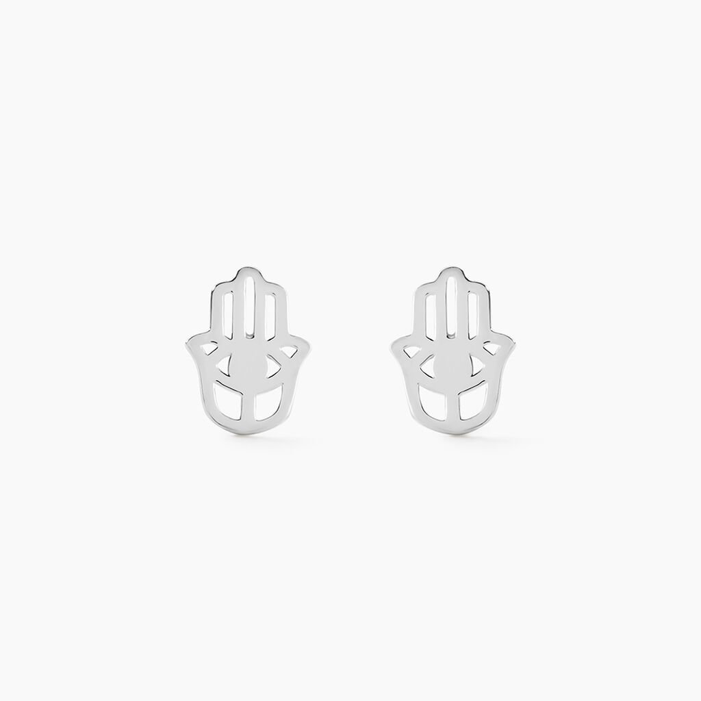 Boucles D'oreilles Puces Abby Argent Blanc - Boucles d'oreilles fantaisie Femme | Histoire d’Or