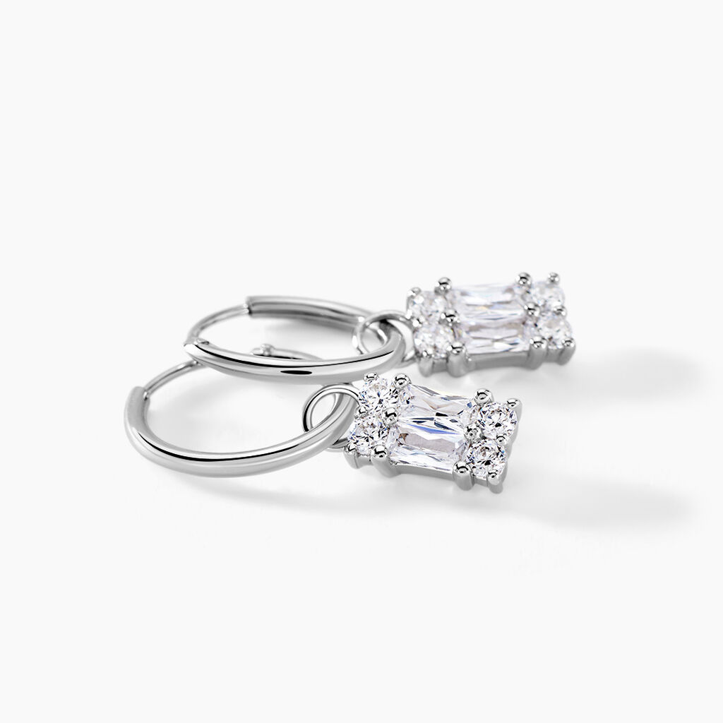 Cr&eacute;oles Baroque Party Argent Blanc Oxyde De Zirconium - Boucles d'oreilles cr&eacute;oles Femme | Histoire d&rsquo;Or