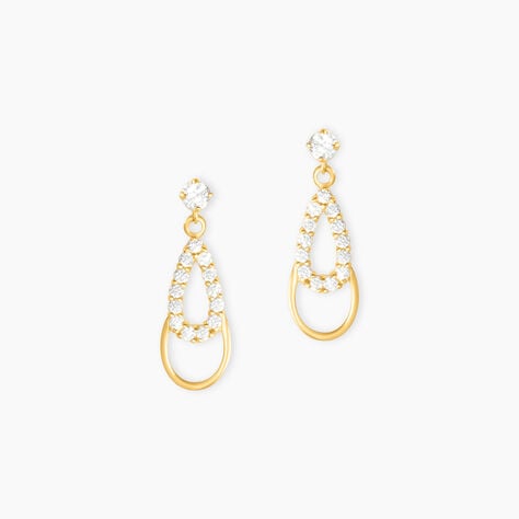 Boucles D'oreilles Pendantes Britain Or Jaune Oxyde De Zirconium - Boucles d'oreilles pendantes Femme | Histoire d&rsquo;Or