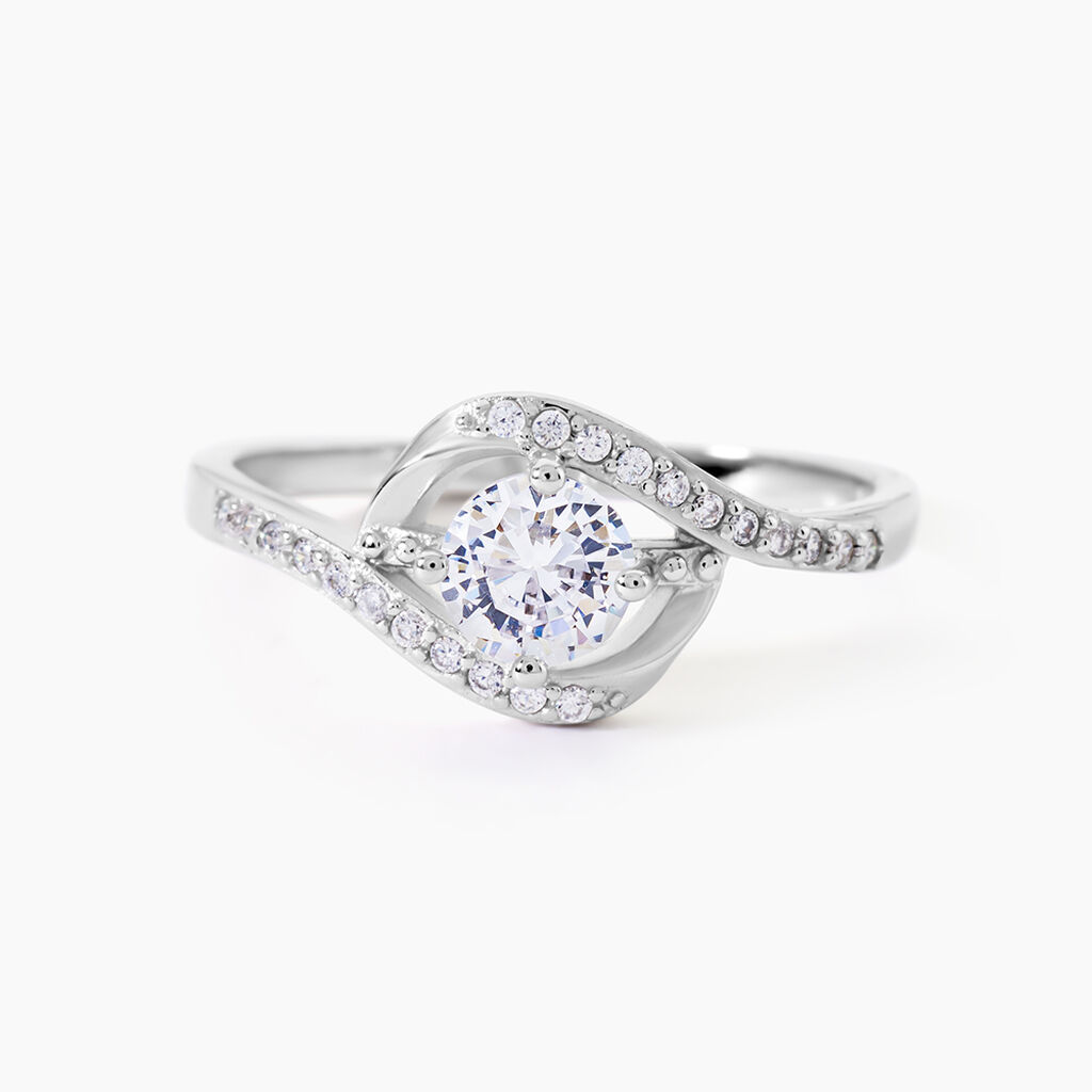 Bague Lines Argent Blanc Oxyde De Zirconium - Bagues solitaires Femme | Histoire d&rsquo;Or