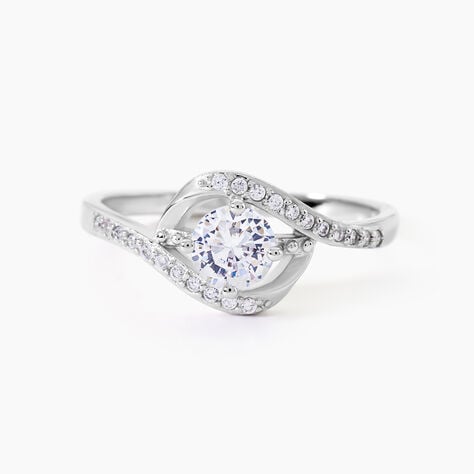 Bague Lines Argent Blanc Oxyde De Zirconium - Bagues solitaires Femme | Histoire d&rsquo;Or
