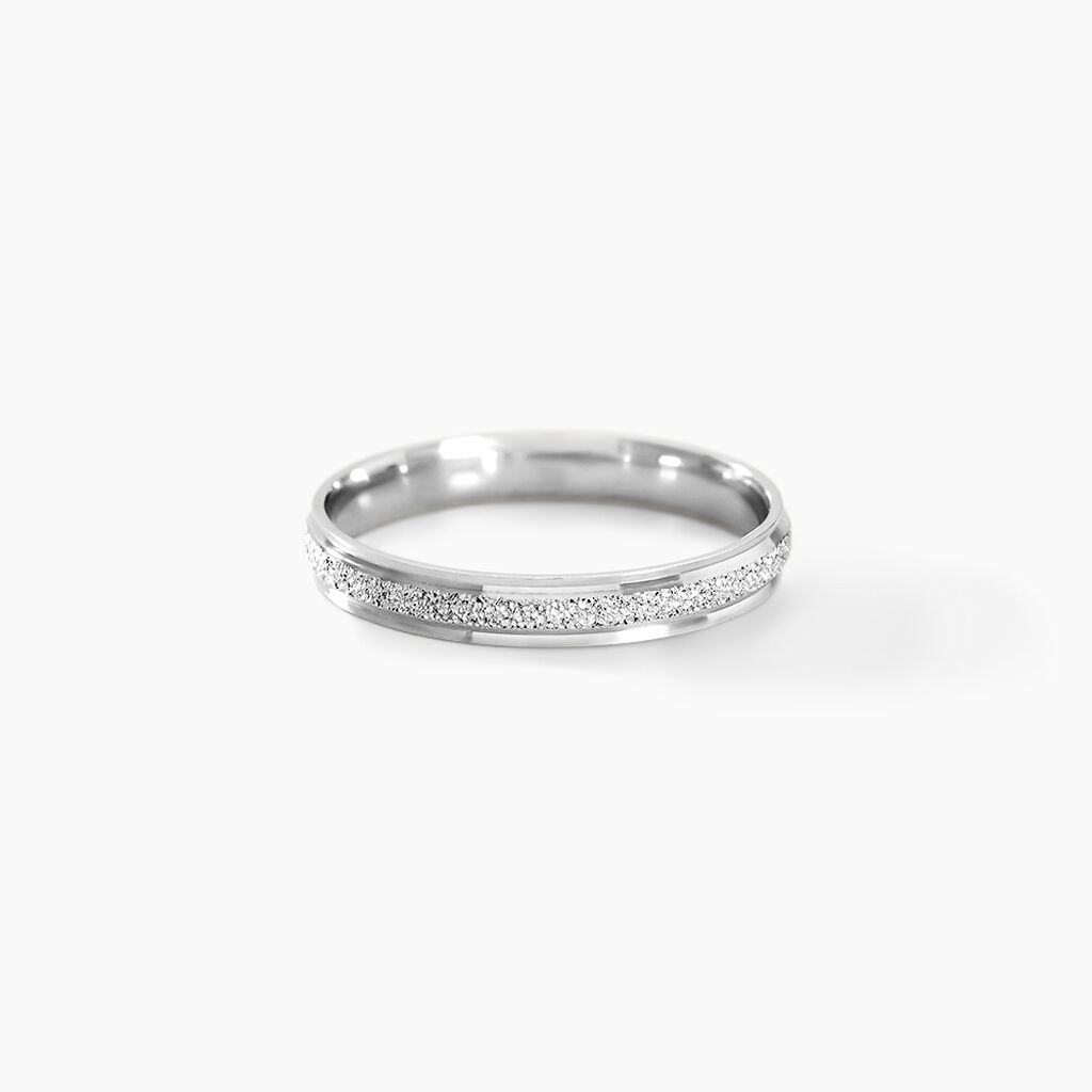 Alliance Caroline Sablee Ruban Plat Or Blanc - Alliances Femme | Histoire d’Or