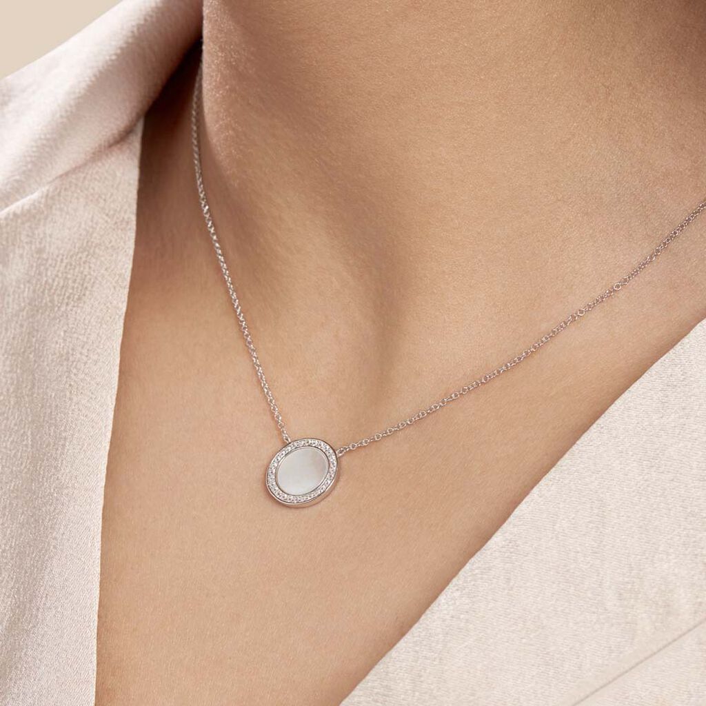 Collier Nawala Argent Blanc Oxyde De Zirconium Et Nacre - Colliers fantaisie Femme | Histoire d’Or