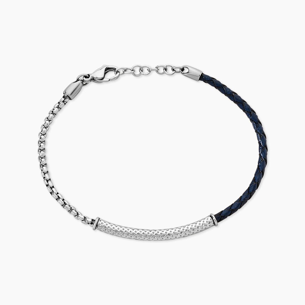 Bracelet Cuir De Vache Bleu -  Homme | Histoire d&rsquo;Or