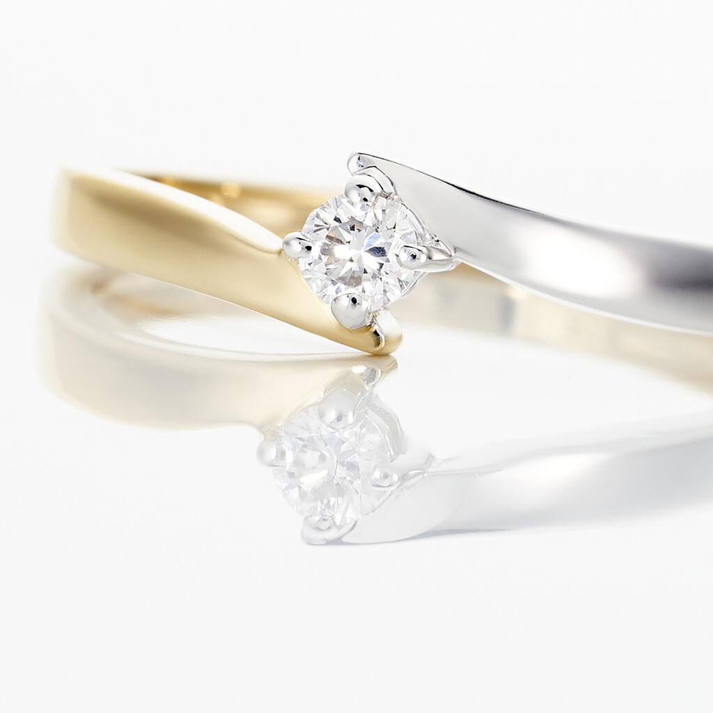 Bague Solitaire Francienne Or Bicolore Diamant - Bagues solitaires Femme | Histoire d’Or