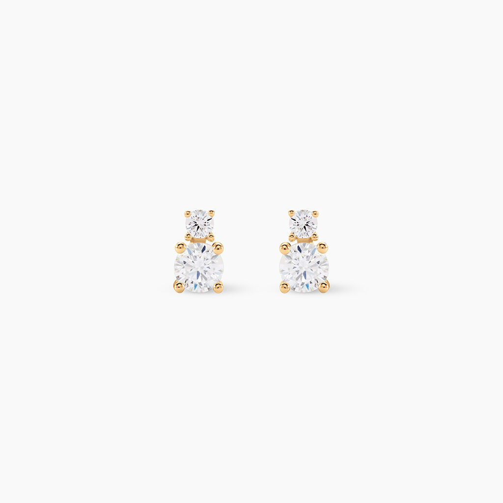 Boucles D'oreilles Puces Constancia Or Jaune Oxyde De Zirconium - Clous d'oreilles Femme | Histoire d&rsquo;Or